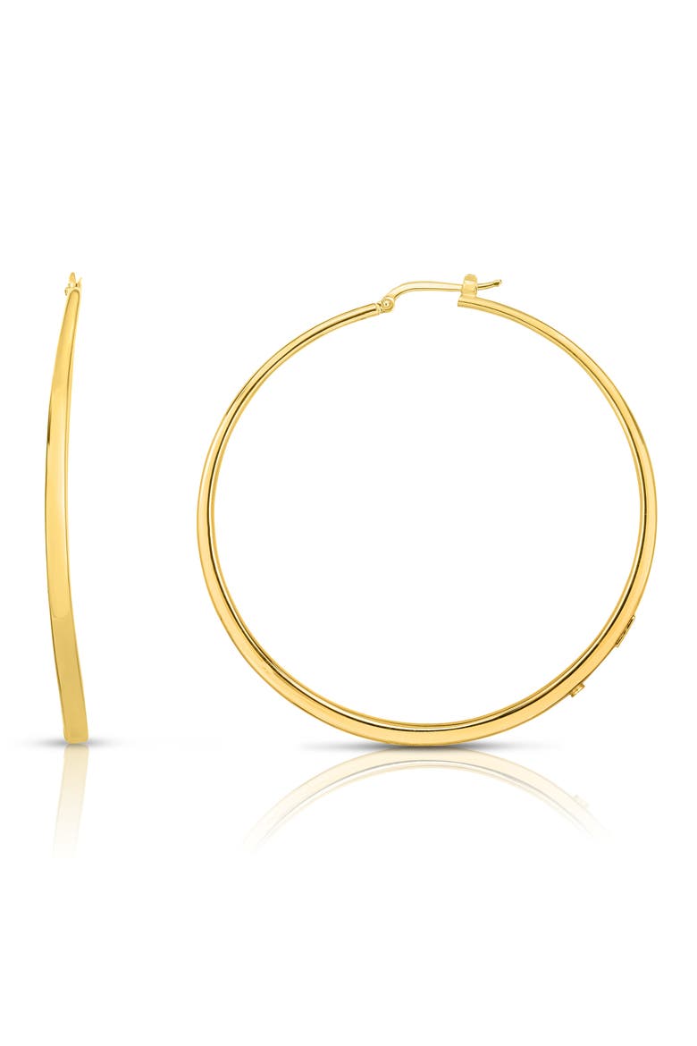 Oro Classic Knife Edge Hoop Earrings, Main, color, YG