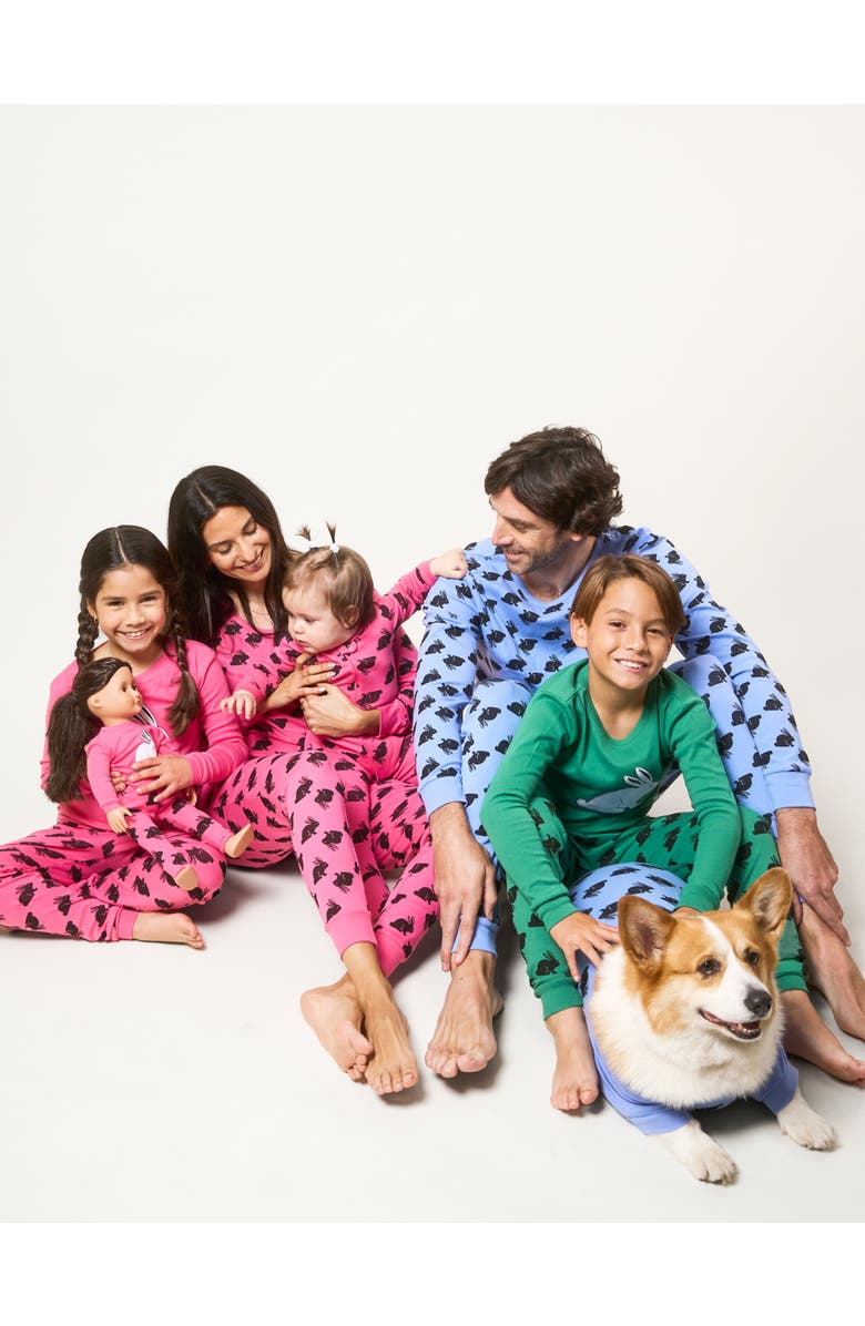 Leveret Footed Cotton Easter Matching Family Pajamas, Bunny Prints, Alternate, color, Bunny Green