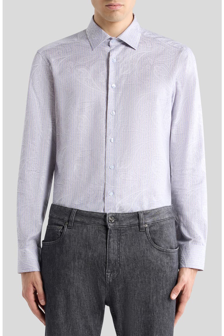 Roma Regular Fit Stripe Paisley Jacquard Cotton Dress Shirt, Main, color, VAR. MULTICOLOR F.DO VIOLA