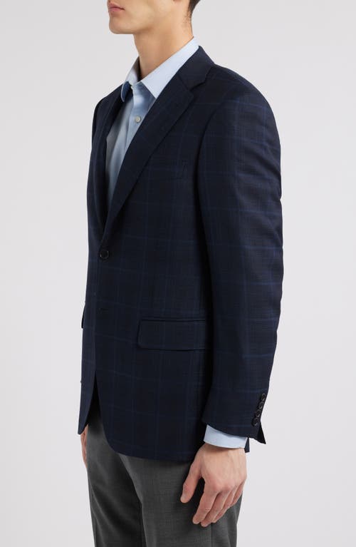 Canali Siena Regular Fit Navy Windowpane Check Super 130s Wool Sport Coat