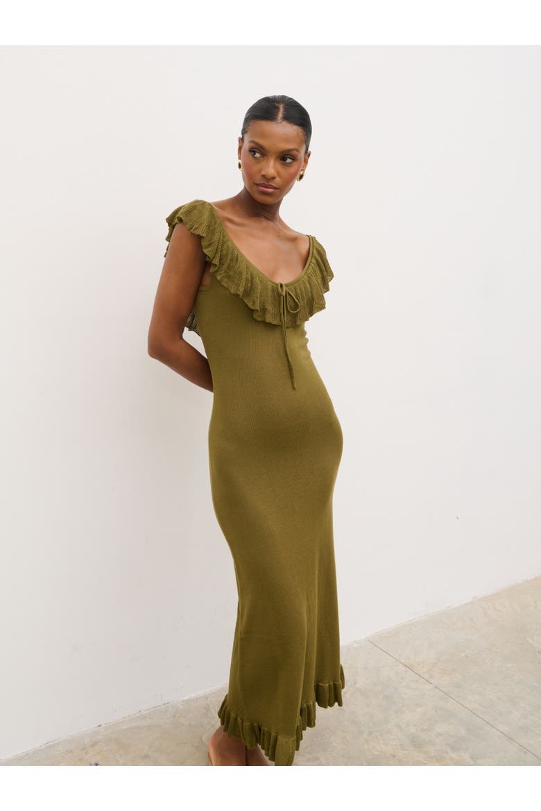 Sascha Frill Detail Knit Midi Dress, Alternate, color, Green