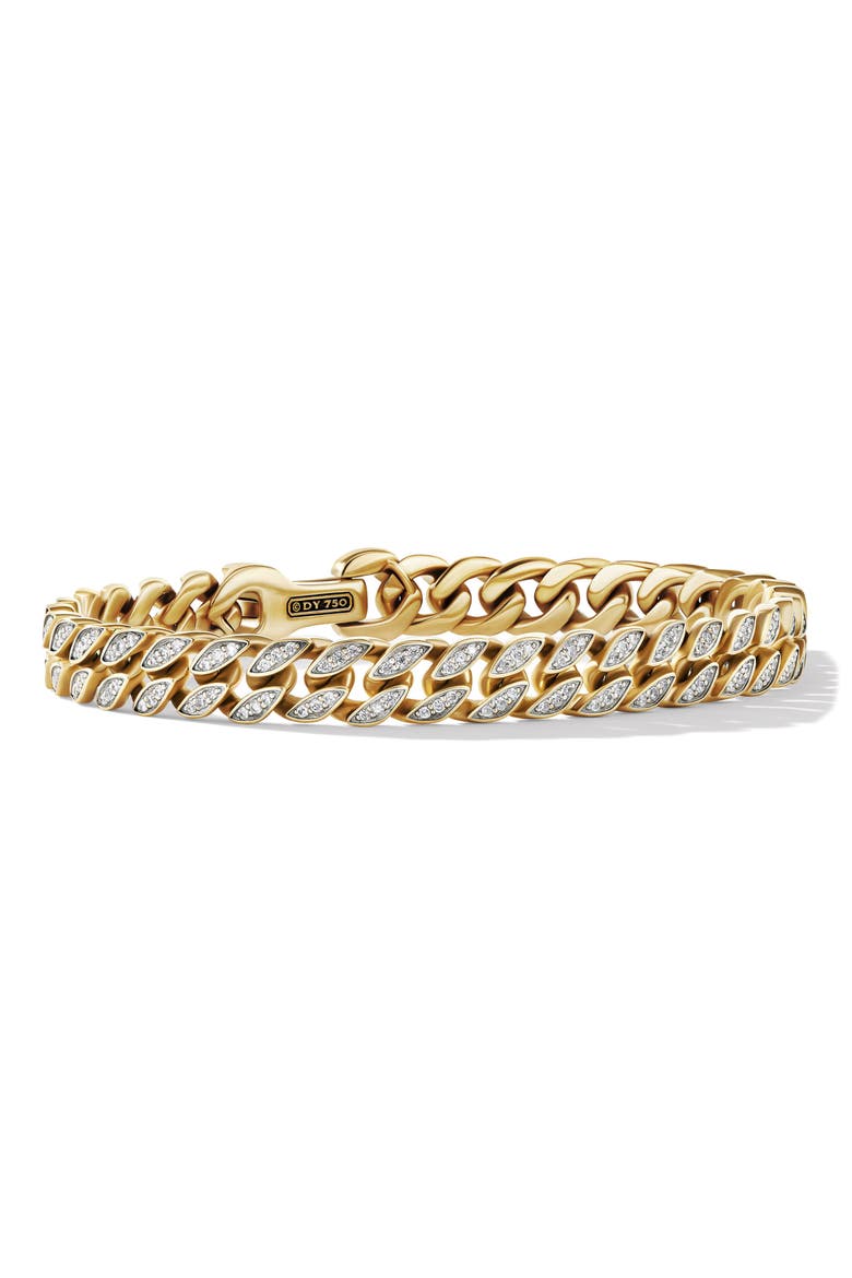 Men's Pavé Diamond Curb Chain Bracelet, 8mm, Main, color, 18K YELLOW GOLD