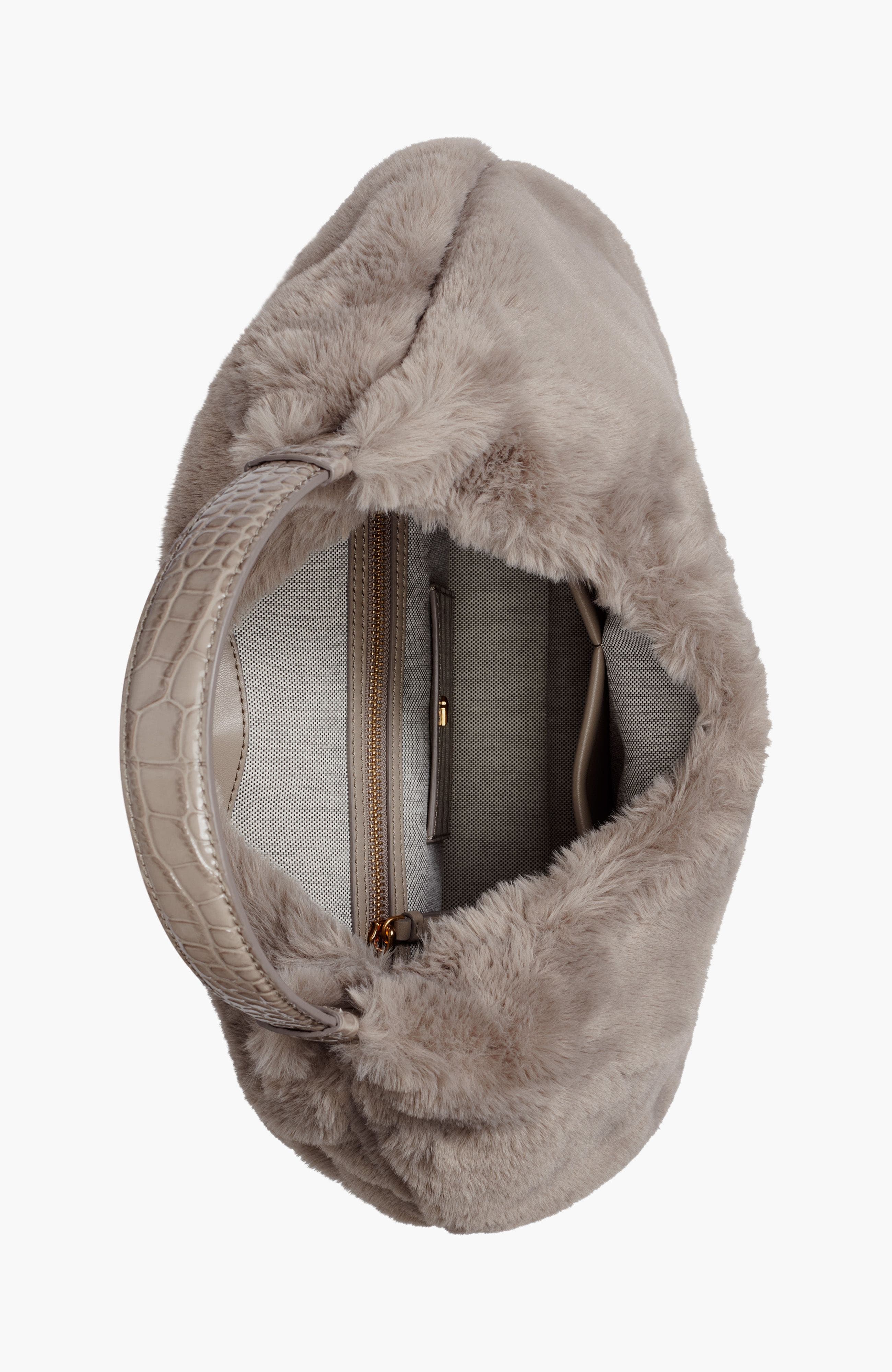 Donna Karan New York Percale Faux Fur Sm Shoulder, Alternate, color, Cloud