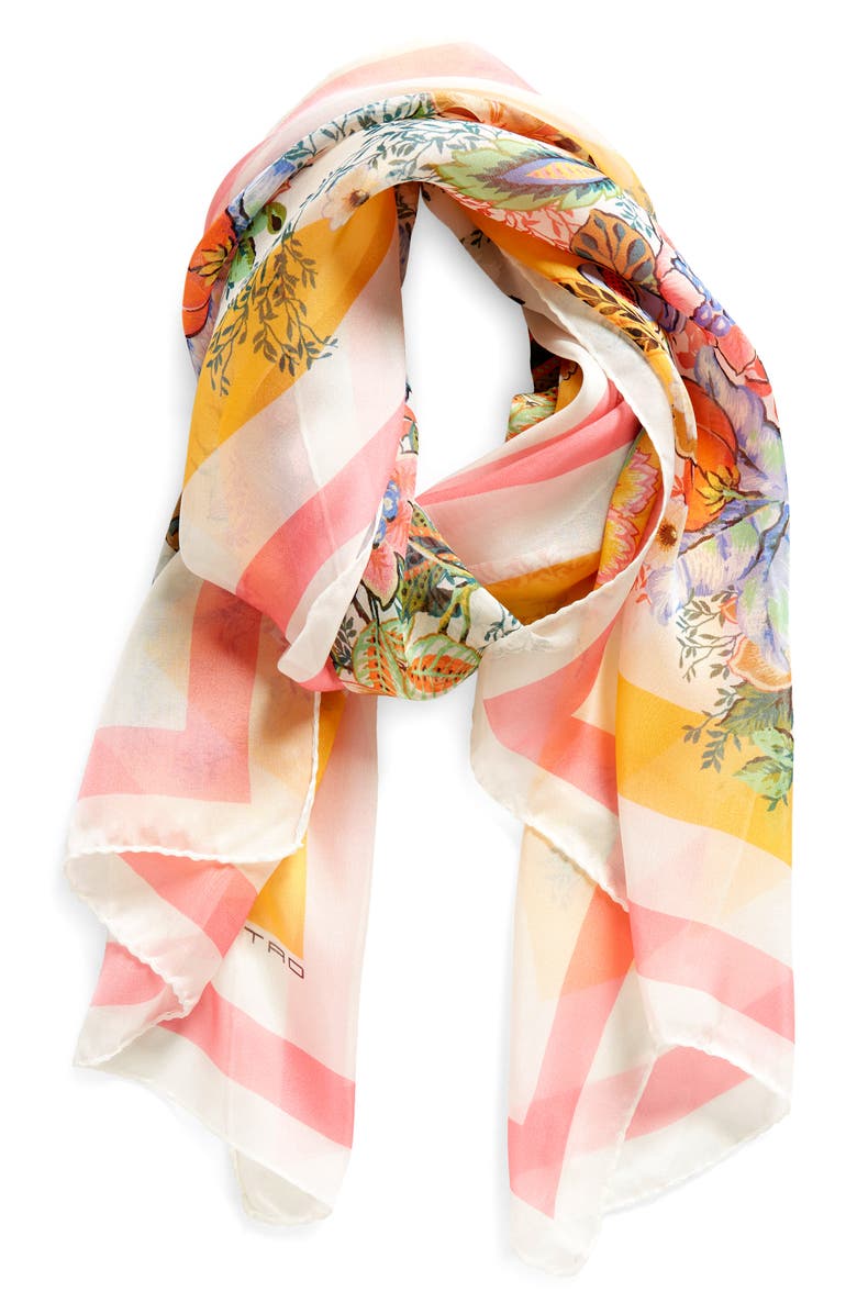 Etro Floral Print Silk Scarf, Alternate, color, 