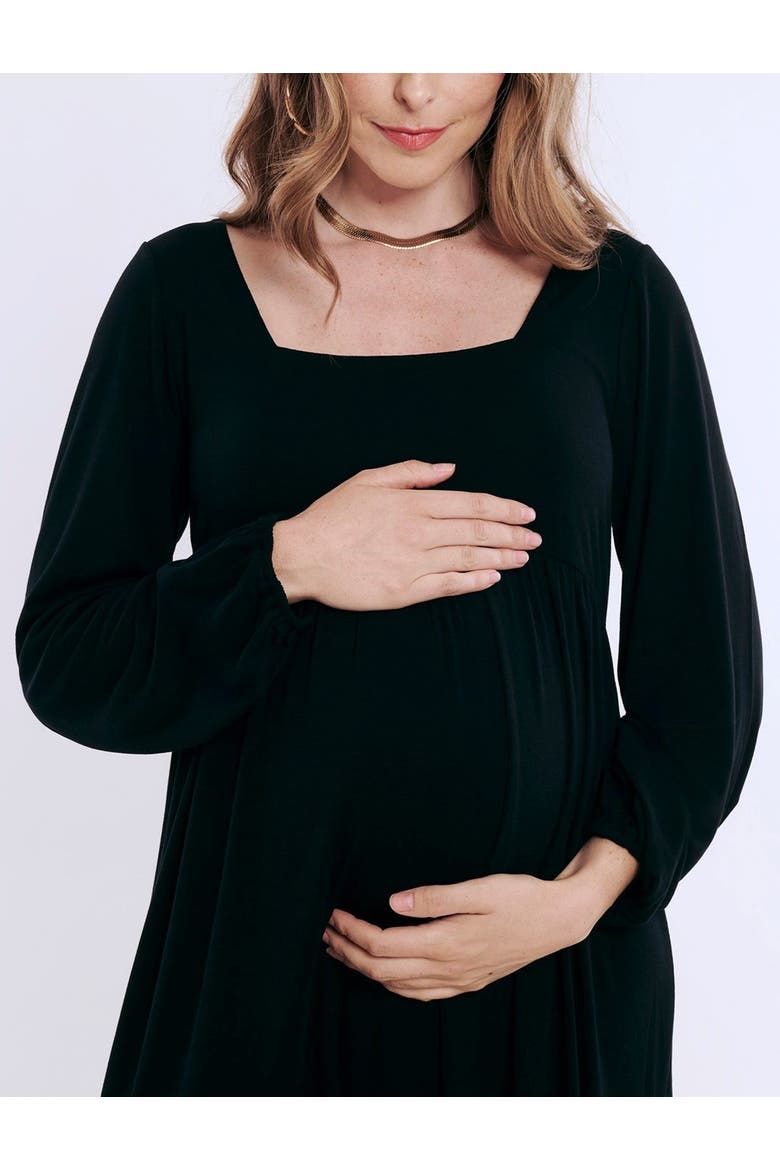 Long Sleeve Empire Waist Maxi Dress, Alternate, color, Black