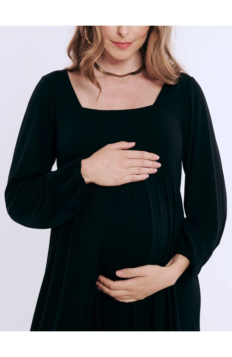 MOTHERHOOD MATERNITY Long Sleeve Empire Waist Maxi Dress, Alternate, color, Black