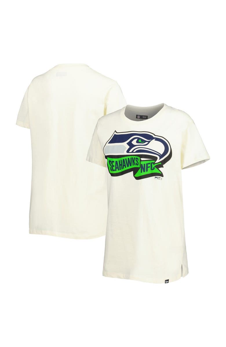 New Era Women's New Era Cream Seattle Seahawks Chrome Sideline T-Shirt, Main, color, Cream