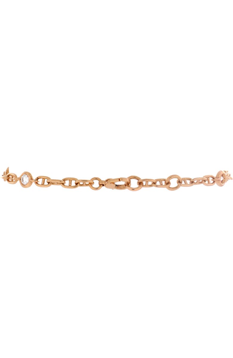 Pre-Owned Hermes Chaine d'Ancre Punk Bracelet 18K Rose Gold with Pave Diamonds Medium, Alternate, color, Rose Gold