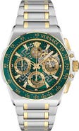 Versace Greca Extreme Skeleton Dial Automatic Chronograph Bracelet Watch, 43mm