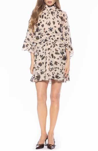 Vespera Cape Sleeve Chiffon Trapeze Minidress