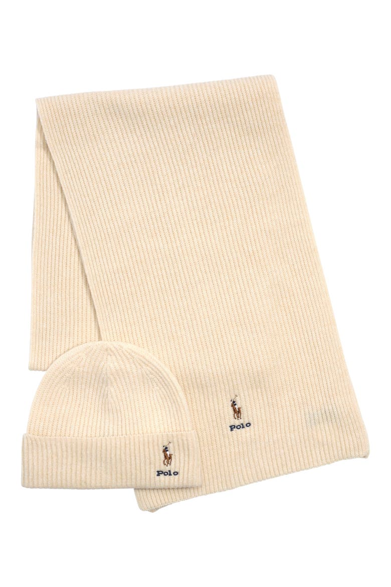 Pony Merino Wool Hat & Scarf Set, Alternate, color, ANDOVER CREAM