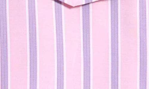 Good Luck Girl Kids' Meet & Greet Stripe Button-up Shirt In Pink/purple