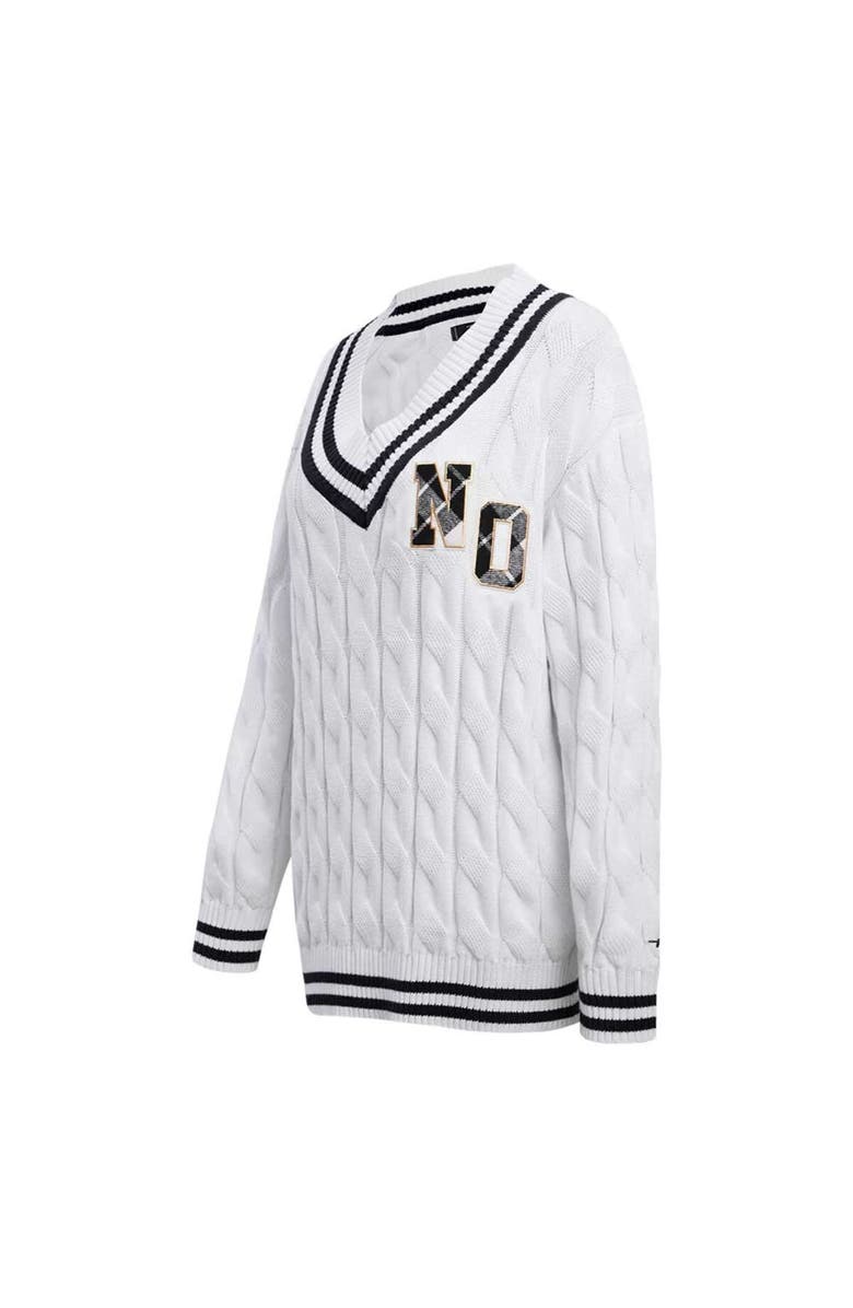 PRO STANDARD Women's Pro Standard  White New Orleans Saints Prep V-Neck Pullover Sweater, Alternate, color, 