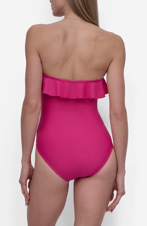 Dkny Ruffled Bandeau One-piece Swimsuit In Wildberry