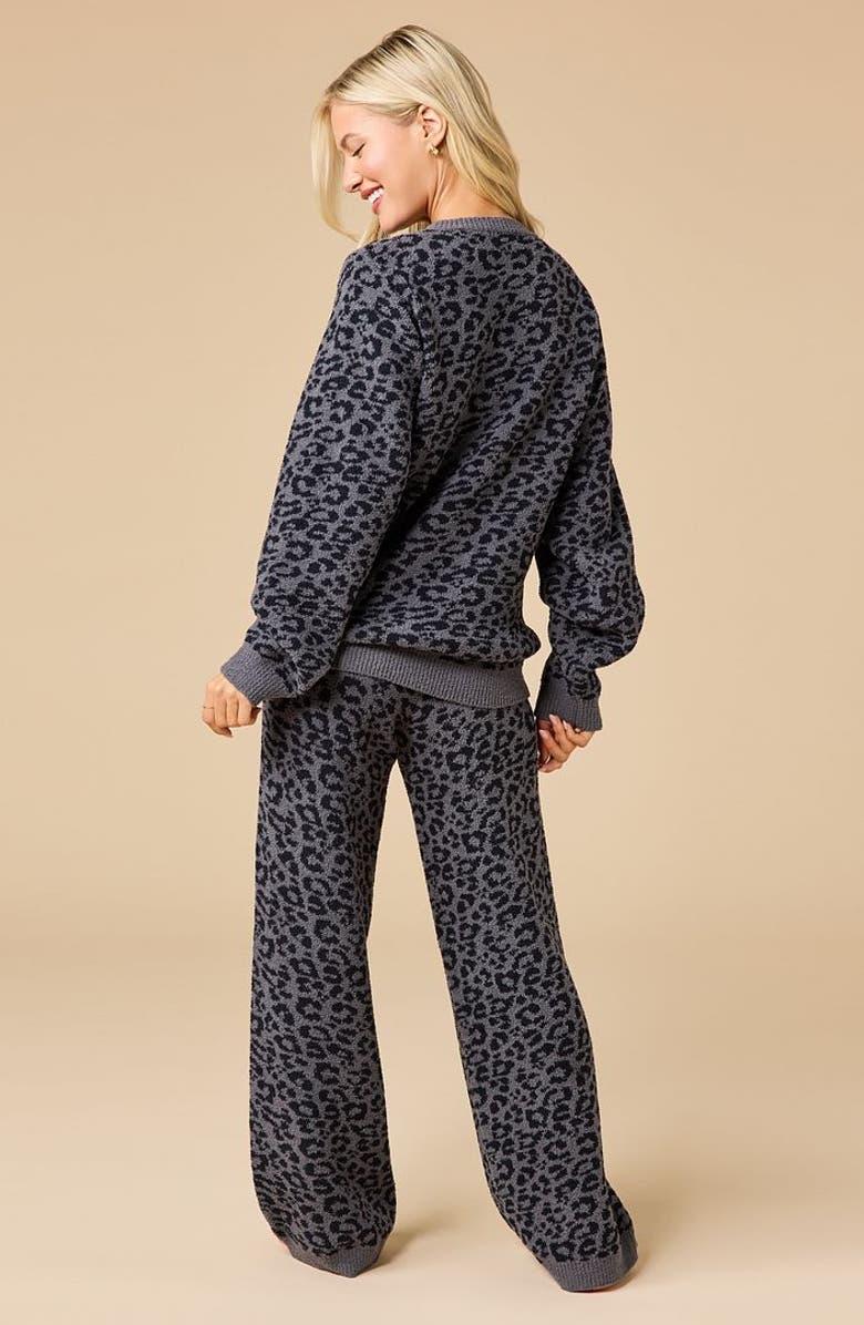 Softies Marshmallow Leopard Crew Neck Lounge Set, Alternate, color, Wild Grey