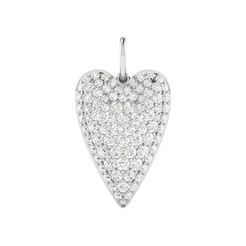 Domed Pavé Heart Lab Diamond Charm in 14K
