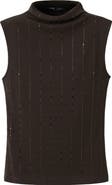 MANGO Sleeveless Crystal Embellished Mock Neck Top