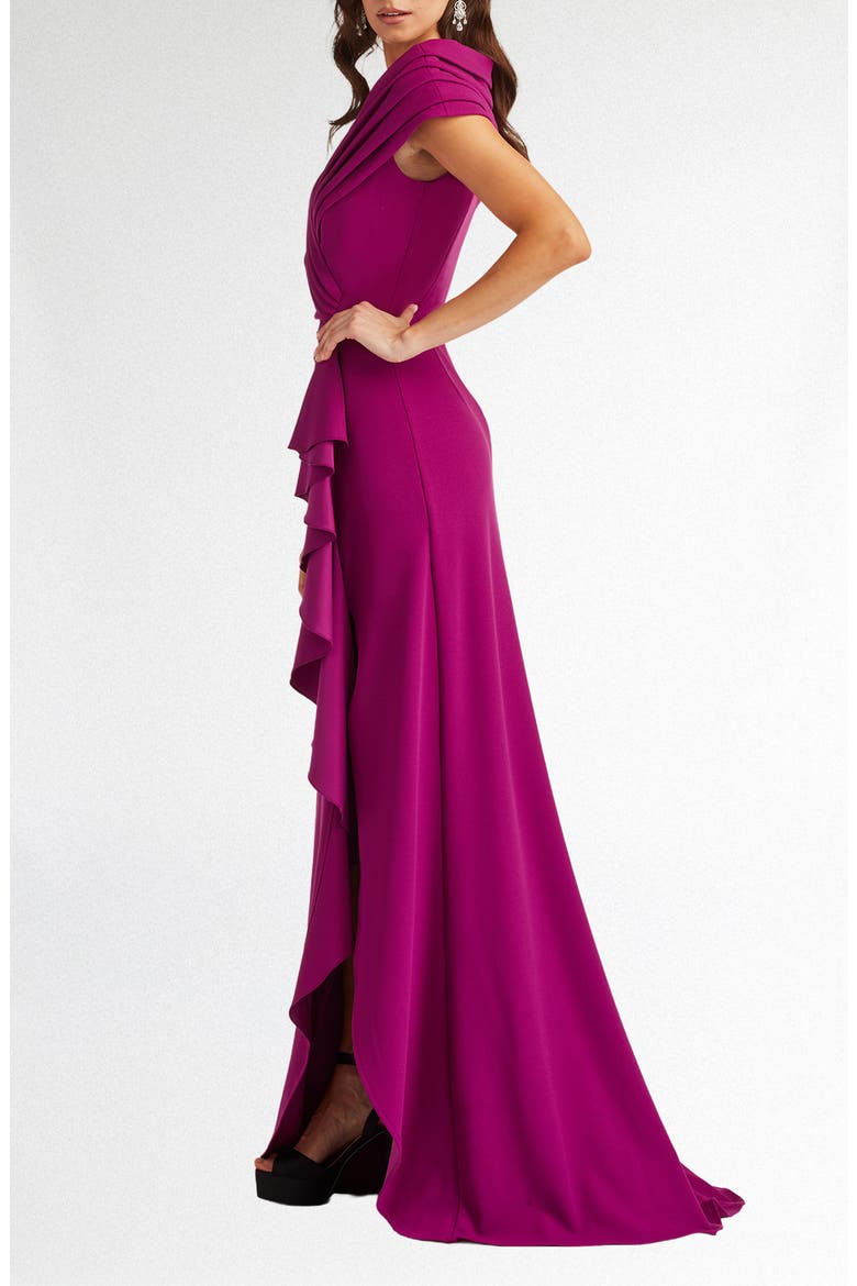 Cascade Ruffle Portrait Neck Gown, Alternate, color, MAGENTA