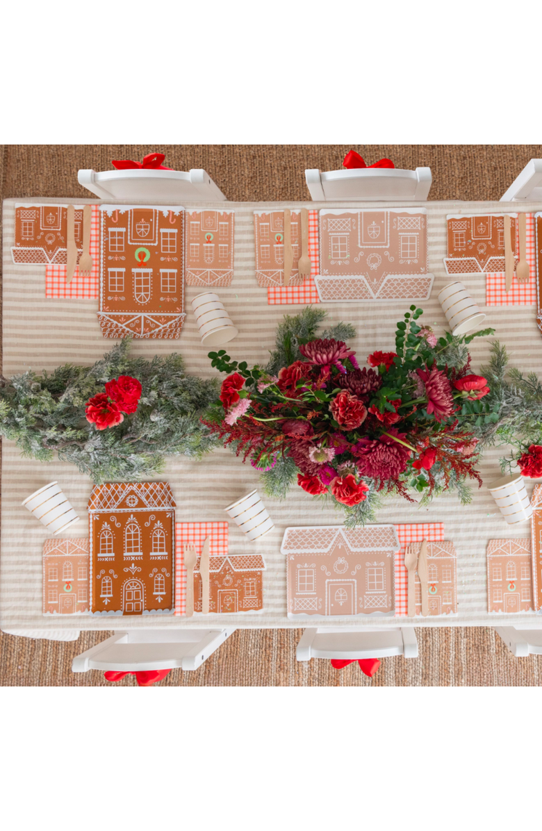 Daydream Society Tall Gingerbread House Christmas Plates, Alternate, color, Light Brown