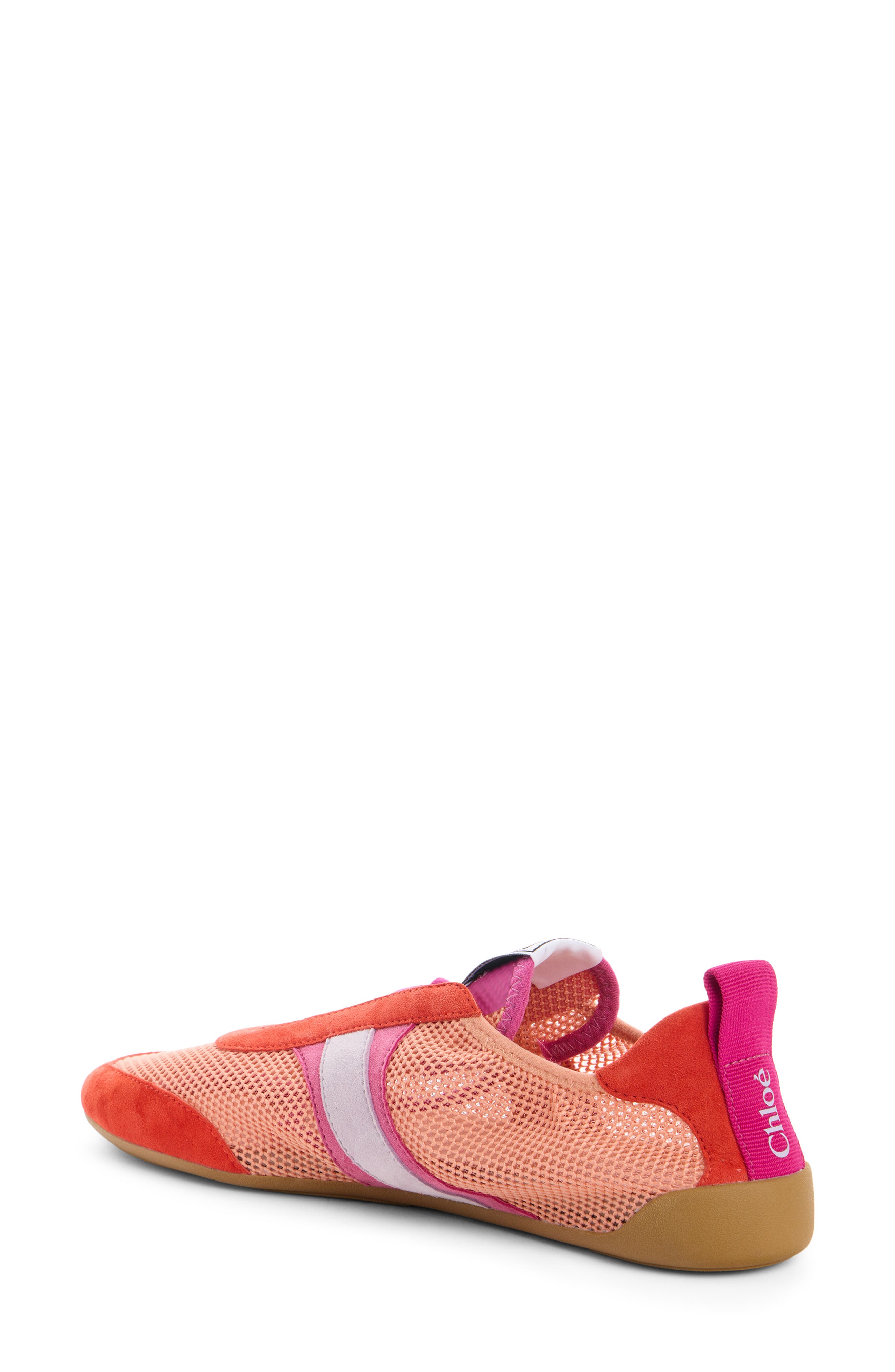 Chloé Kick Mesh Sneaker, Alternate, color, Orange Fizz