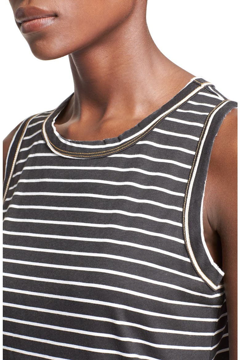 'The Muscle Tee' Sleeveless Top, Alternate, color, BLACK REVERSE OAKLAND STRIPE