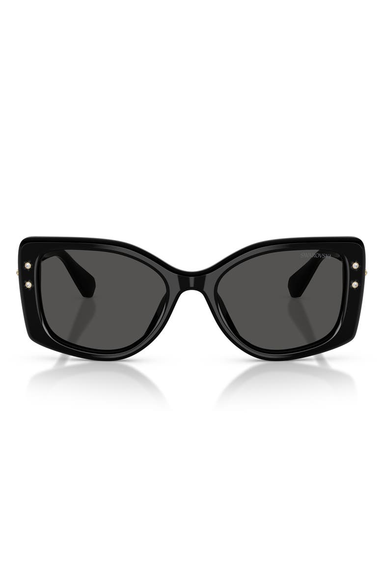 Swarovski 54mm Pillow Sunglasses, Main, color, Black / Dark Grey
