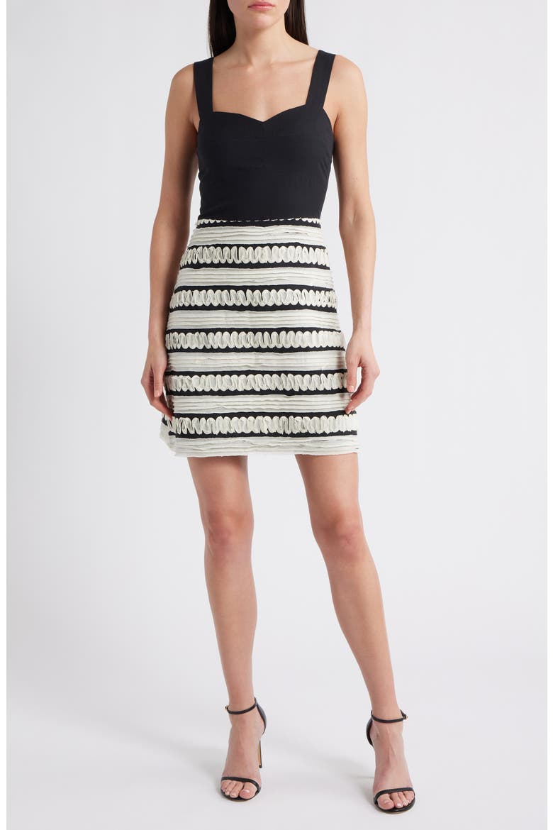 Bonnie Contrast Ribbon Minidress, Main, color, BLACK/ CREAM