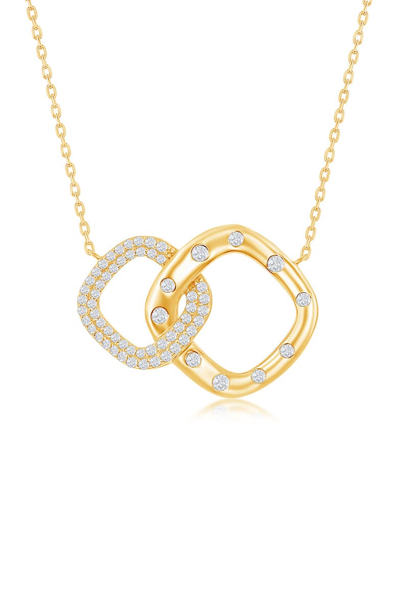SIMONA Gold Vermeil Interlocking CZ Pave Link Necklace, Main, color, 