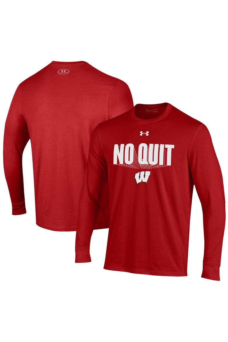Men's Under Armour Red Wisconsin Badgers Shooter Performance Long Sleeve T-Shirt, Main, color, Red