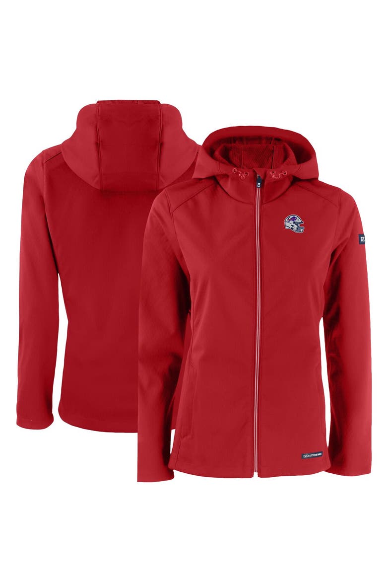 Women's Cutter & Buck Red Buffalo Bills Evoke Eco Softshell Recycled Full-Zip Hooded Jacket, Alternate, color, Red