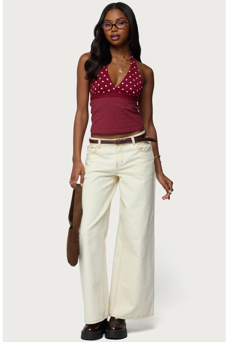 Ginny Mixed Polka Dot Halter Top, Alternate, color, BURGUNDY