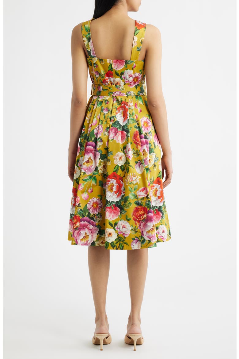 Floral Print Fit & Flare Sundress, Alternate, color, MUSTARD FLORAL