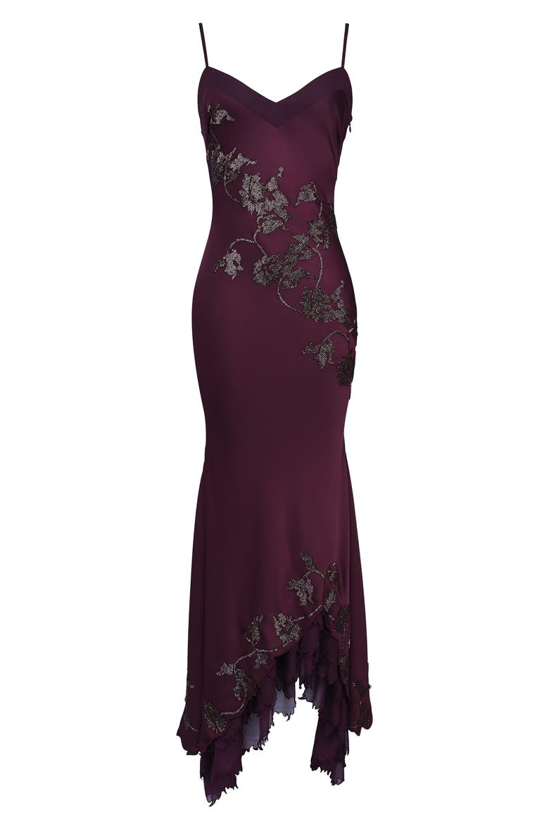 Anastelle Embellished Satin Mermaid Gown, Alternate, color, PLUM