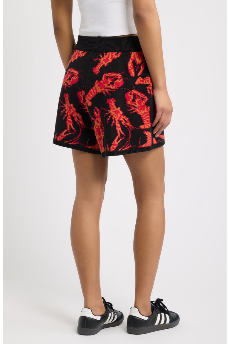 You're My Lobster Knit Shorts, Alternate, color, BLACK WITH RED LOBSTERS