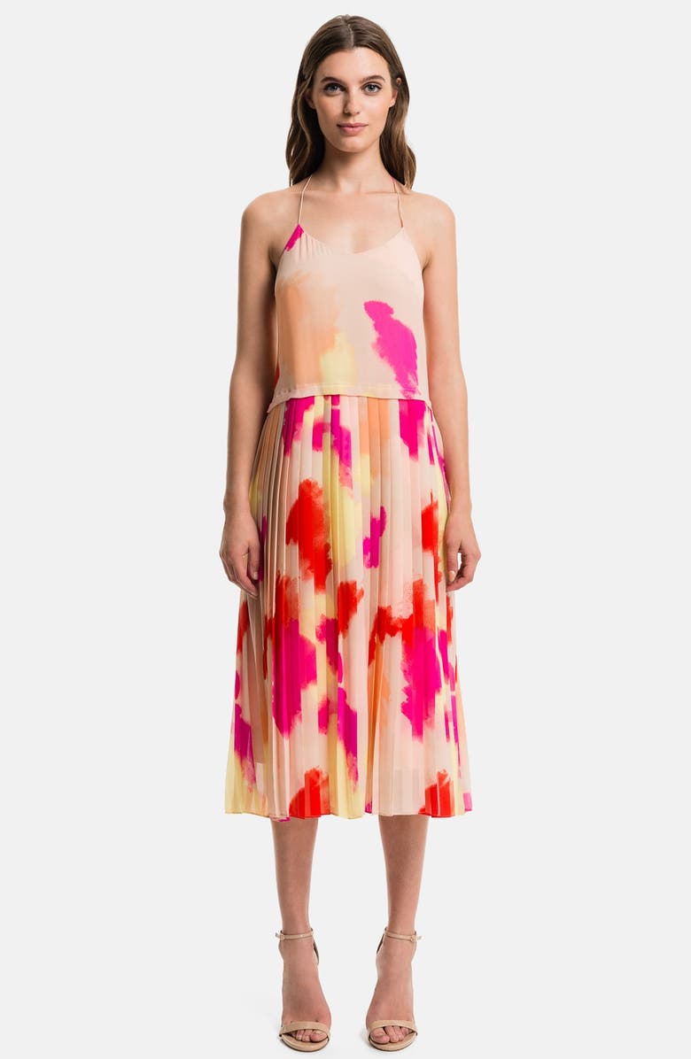 1.STATE Pleated Overlay Dress, Main, color, 