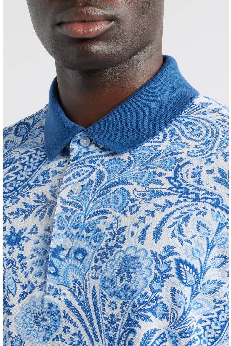 Roma Cotton Piqué Polo, Alternate, color, STAMPA F.DO BIANCO