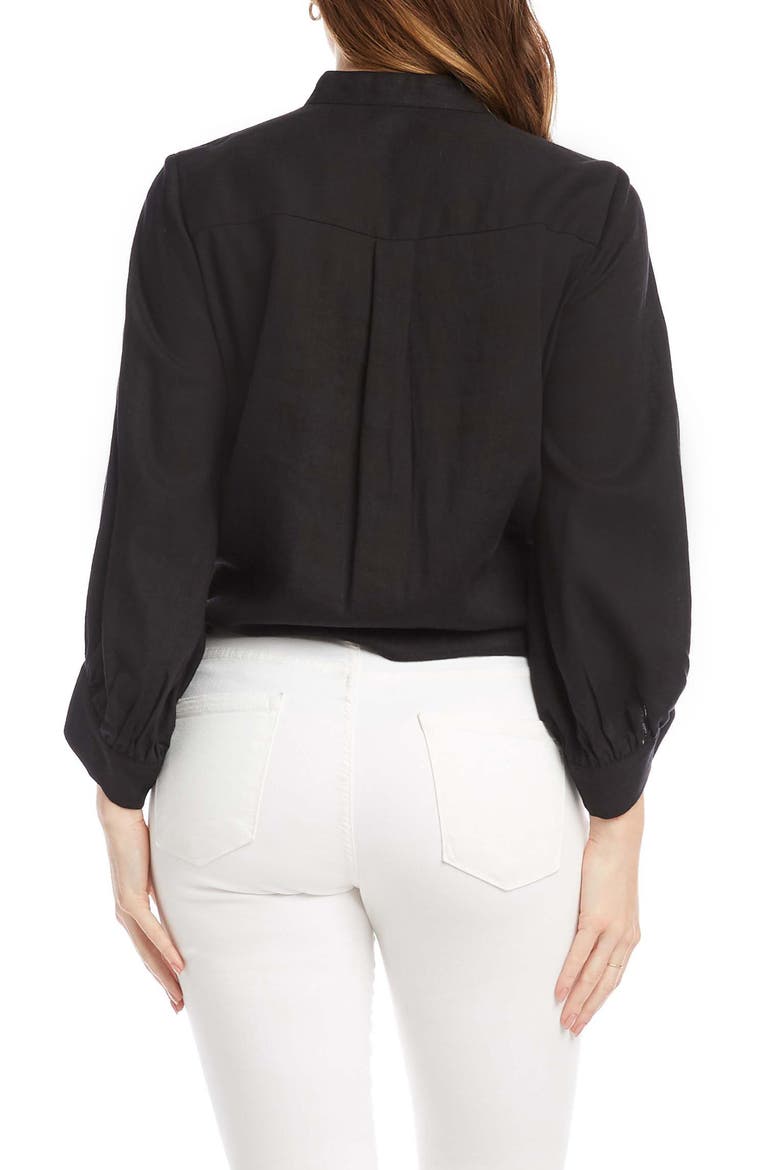 Tie Front Button-Up Shirt, Alternate, color, BLACK