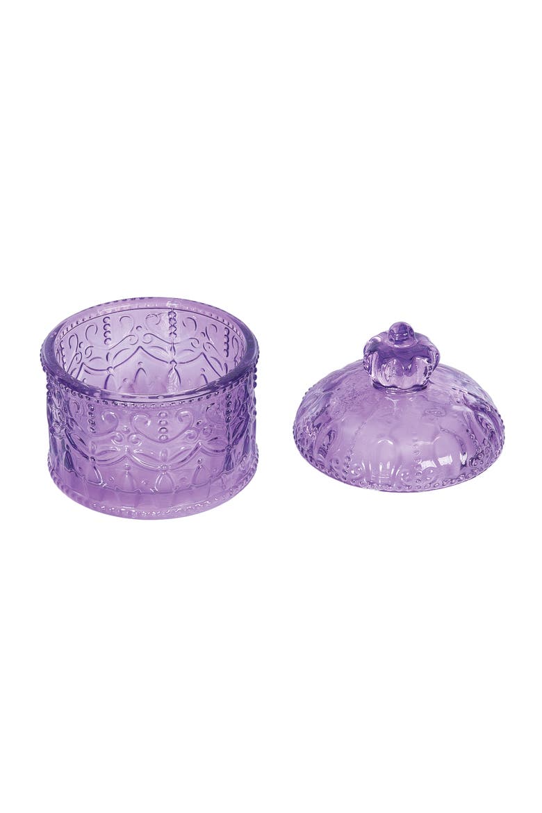 Lavender Decorative Glass Keepsake Container Box 4.33", Alternate, color, Purple