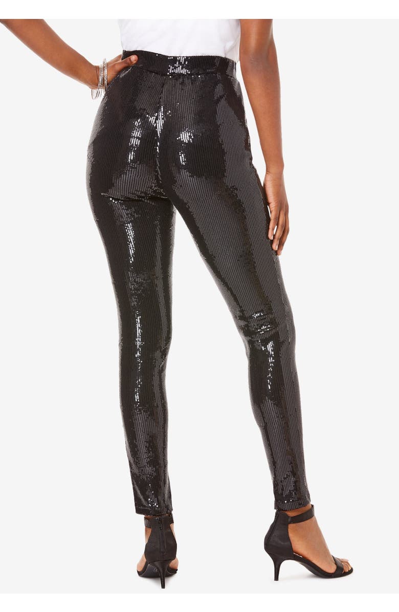 Roaman's Sequin Legging, Alternate, color, Black