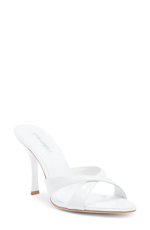 Jeffrey Campbell Symone Pointed Toe Slide Sandal In White Patent