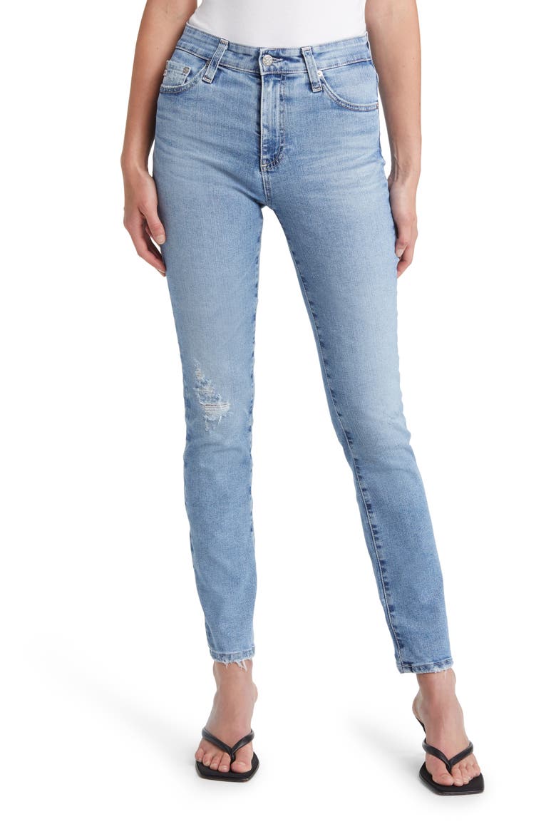 Mari Mid Rise Slim Straight Leg Jeans, Main, color, 20 YEARS LIBERTY