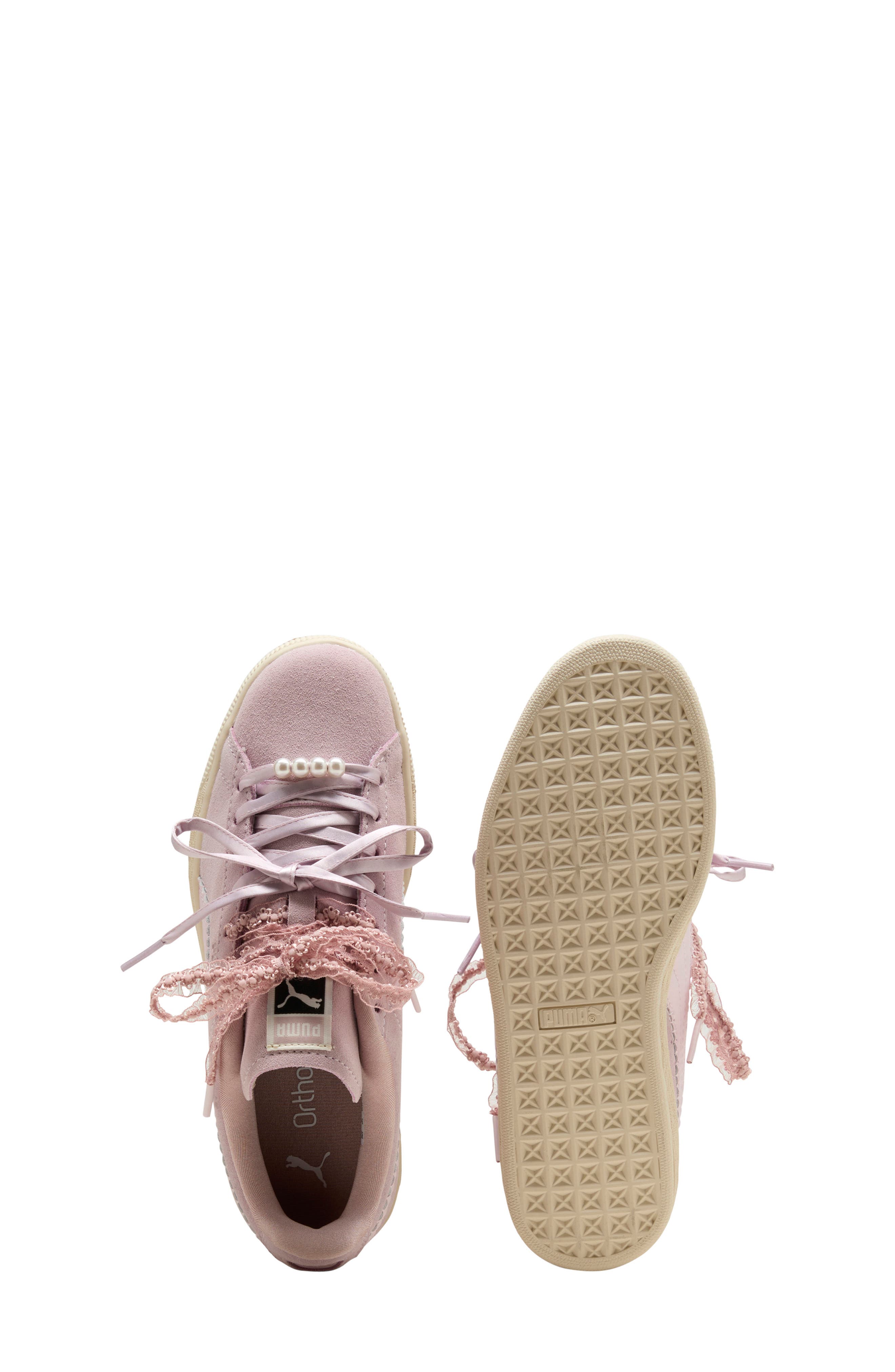 Kids' Suede Bloom Sneaker, Alternate, color, MISTY PINK/ POWDER PINK
