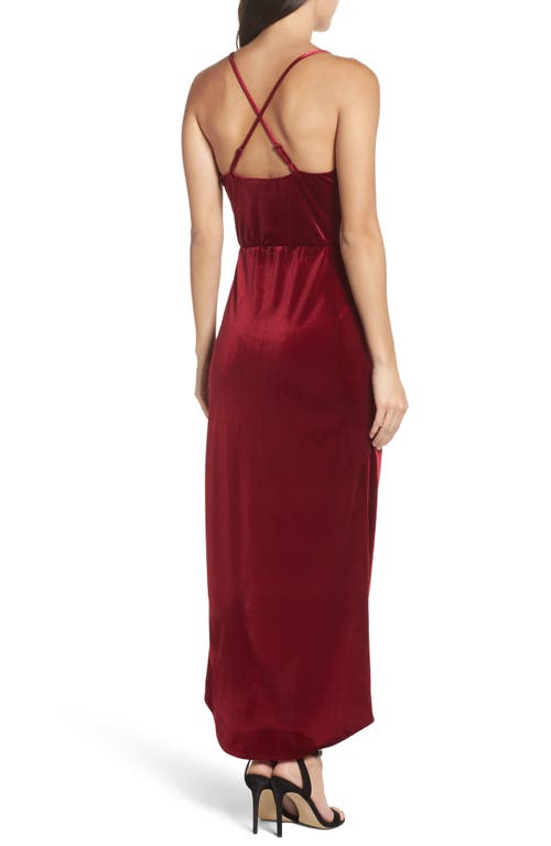 Fraiche By J Velvet Slipdress In Burgundy