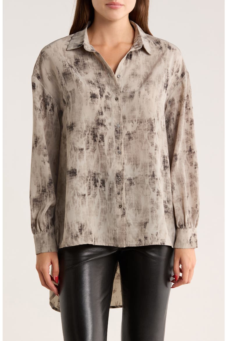 High-Low Hem Button-Down Shirt, Main, color, GREY