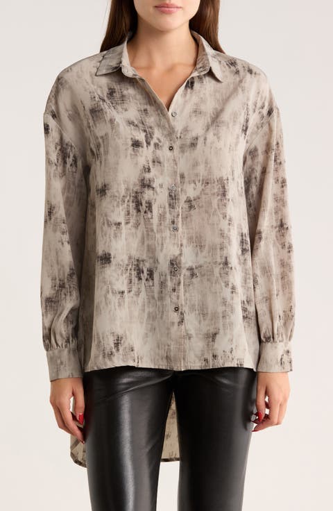 High-Low Hem Button-Down Shirt
