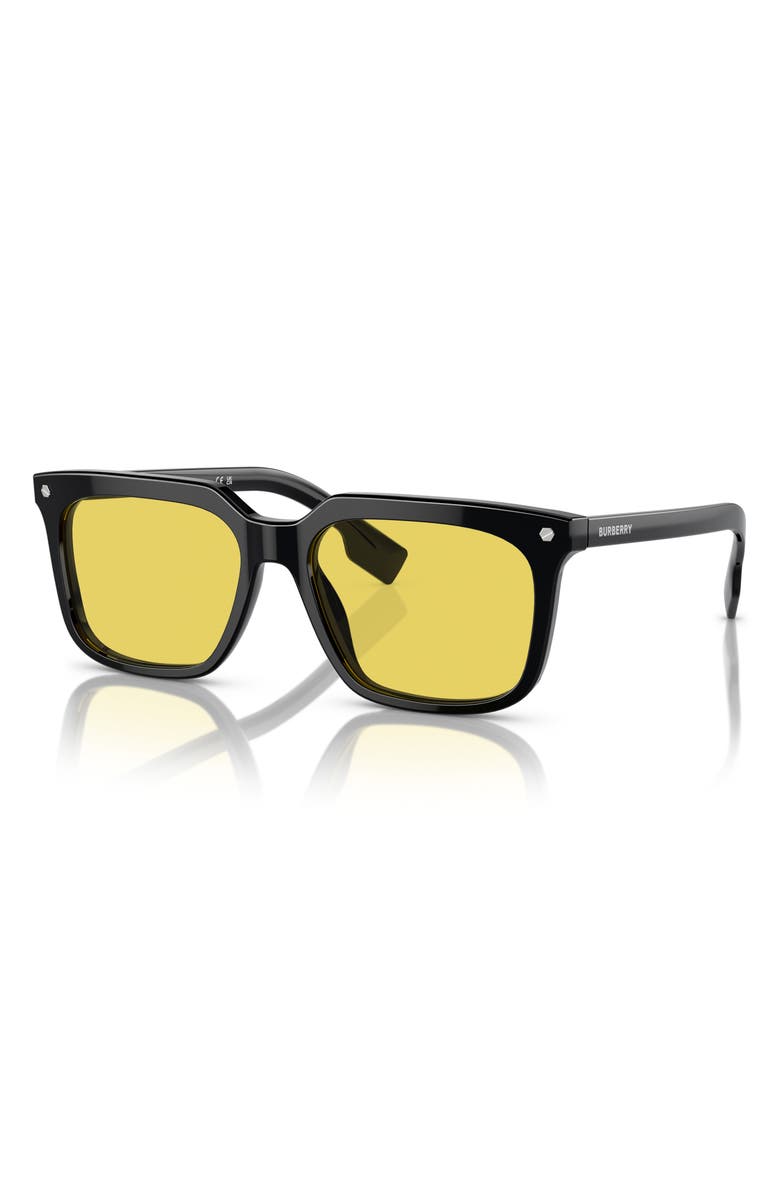 Burberry 56mm Square Sunglasses, Alternate, color, Black/ Yellow