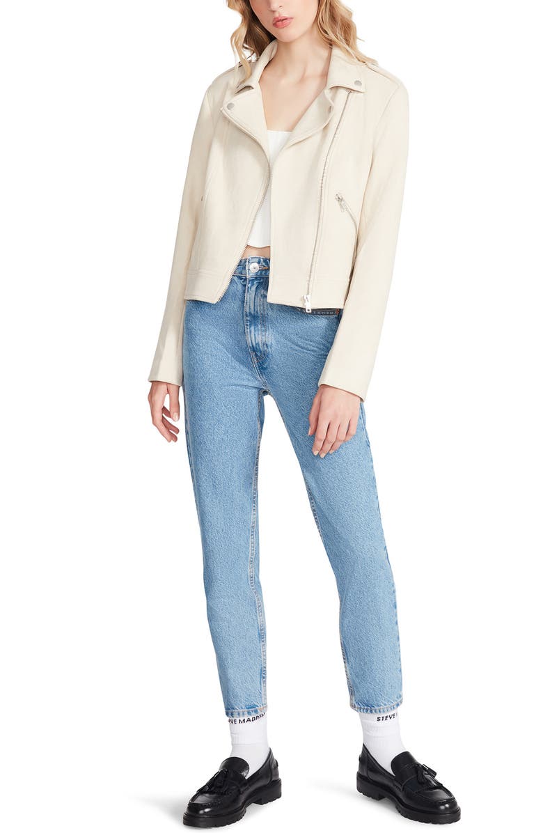 Steve Madden Electra Faux Suede Moto Jacket, Alternate, color, 