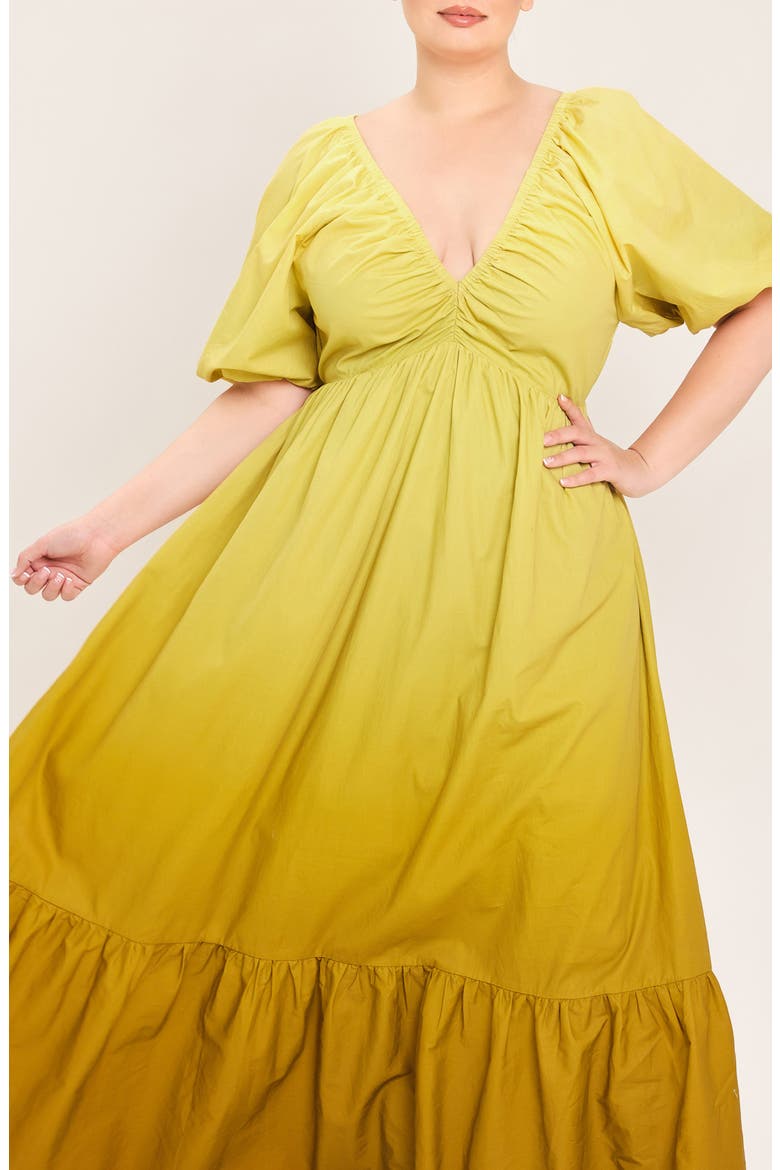 Ombré Cotton Maxi Dress, Alternate, color, OMBRE/ YELLOW