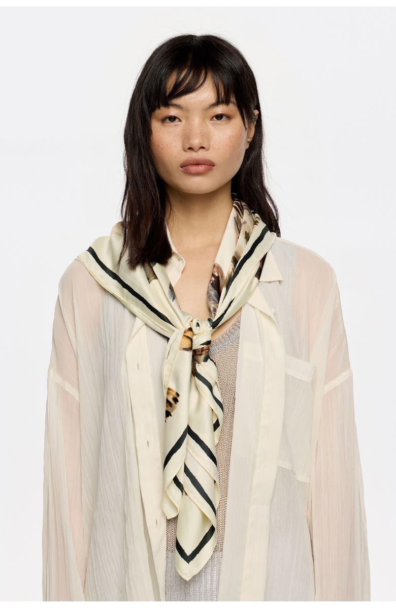 Bimba y Lola Dog Print Scarf, Alternate, color, Off White