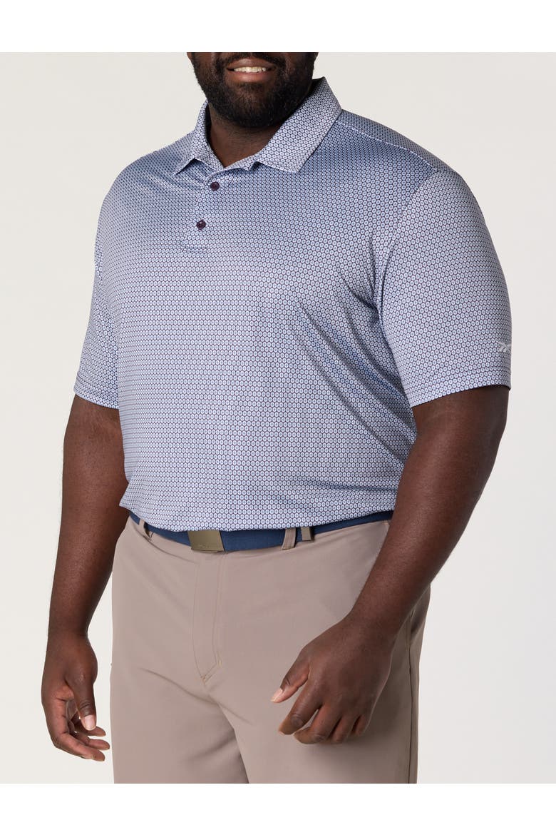 Big & Tall Geometric Print Performance Polo Shirt V2, Main, color, PHANTOM PURPLE MULTI